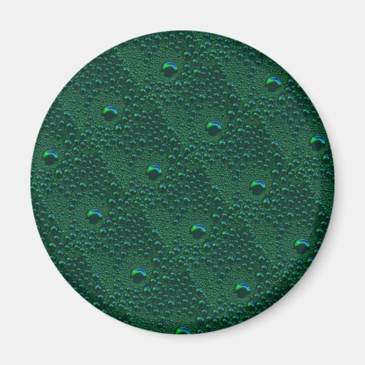 Waterdruppels op groen metaal magneet (Voorkant)