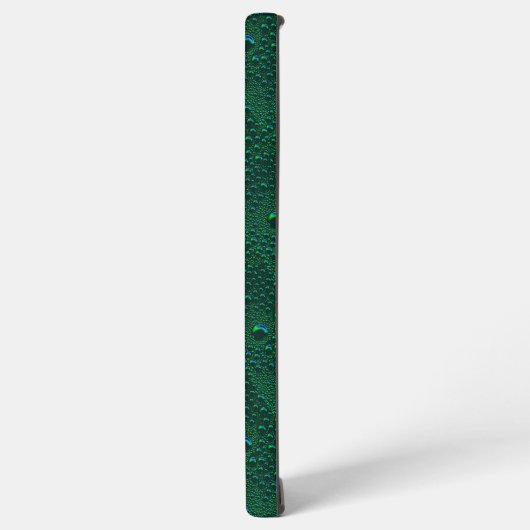 Waterdruppels op groen metaal samsung galaxy hoesje (Linkerkant)