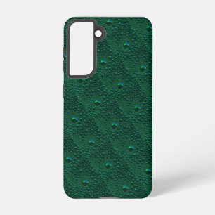 Waterdruppels op groen metaal samsung galaxy hoesje
