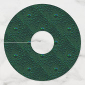 Waterdruppels op groen metaal wijnglaslabel (Achterkant)