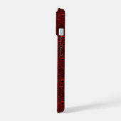 Waterdruppels op karmozijn metaal iPhone 15 case (Linkerkant)