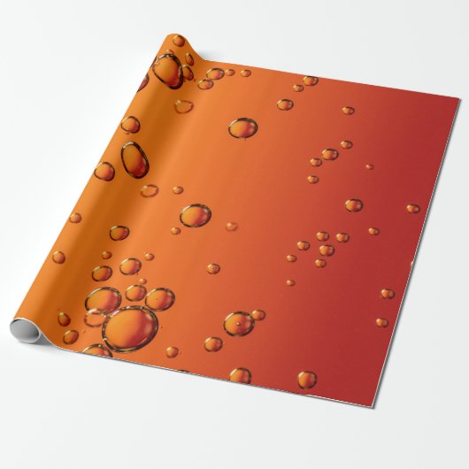 Waterdruppels op oranje oppervlak cadeaupapier (Uitgerold)