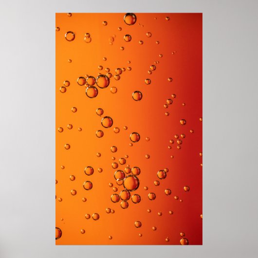 Waterdruppels op oranje oppervlak poster (Voorkant)
