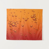 Waterdruppels op oranje oppervlak wandkleed (Voorkant (horizontaal))