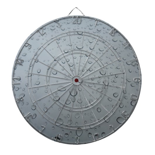 Waterdruppels op ramen, achtergrond met regenachte dartbord (Voorkant)