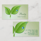 Waterdruppels op Visitekaartje met bladeren (Voorkant / Achterkant)