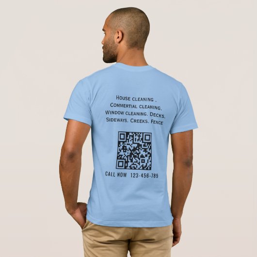 Waterdruppels Qr-code Drukwas T-shirt (Achterkant volledig)
