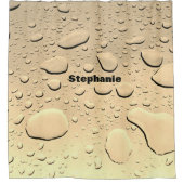 Waterdruppels Sepia Gold Abstract Eigen naam Cute Douchegordijn (Voorkant)