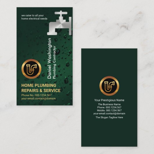 Waterdruppels Silver Faucet Leambing  Visitekaartje (Voorkant / Achterkant)