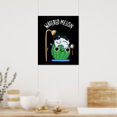 Watered Melon Funny Watermeloen Pun Dark BG Poster (Keuken)