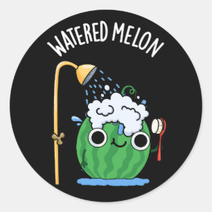 Watered Melon Funny Watermeloen Pun Dark BG Ronde Sticker
