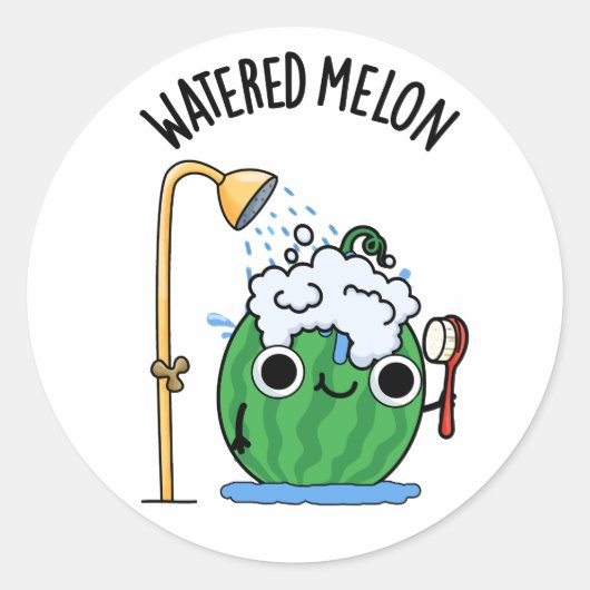 Watered Melon Funny Watermeloen Pun Ronde Sticker (Voorkant)