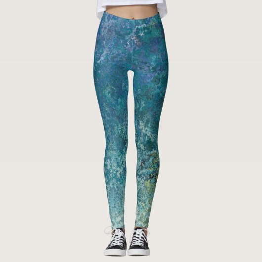 Waterelement Geïnspireerde Alcoholinkt Abstract Leggings (Voorkant)