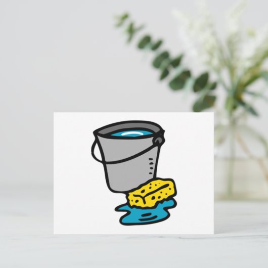 Wateremmer en sponge briefkaart (Staand voorkant)