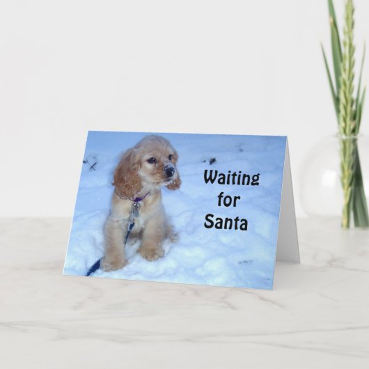 WATEREN OP SANTA-SNOWBOUND COCKER SPANIEL PUPPY FEESTDAGEN KAART (Voorkant)