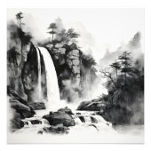 Waterfall Aziatische inkt schilderij Foto Afdruk (Voorkant)