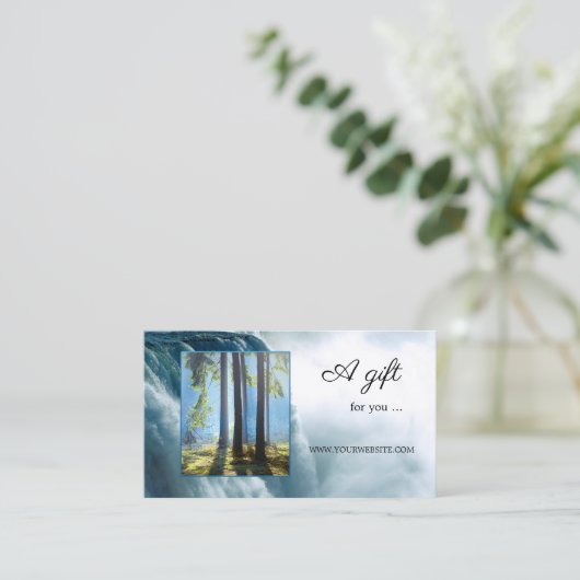 Waterfall Beauty Spa Foto Gift Certificate Kaart Kortingskaartje (Staand voorkant)