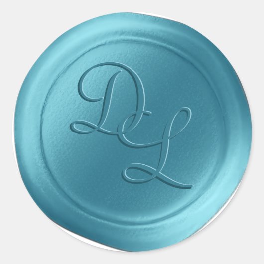 Waterfall Blue 2 Letter Monogram Wax Seal Stickers (Voorkant)