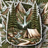 Waterfall Campsite Vinyl Sticker | Die-Cut-Sticker