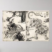 WATERFALL EN TIGER - JAPANS - 1720 POSTER (Voorkant)