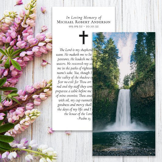 Waterfall Forest Photo Prayer Memorial Bladwijzer