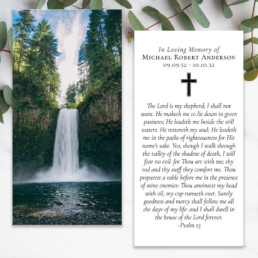 Waterfall Forest Photo Prayer Memorial Bladwijzer