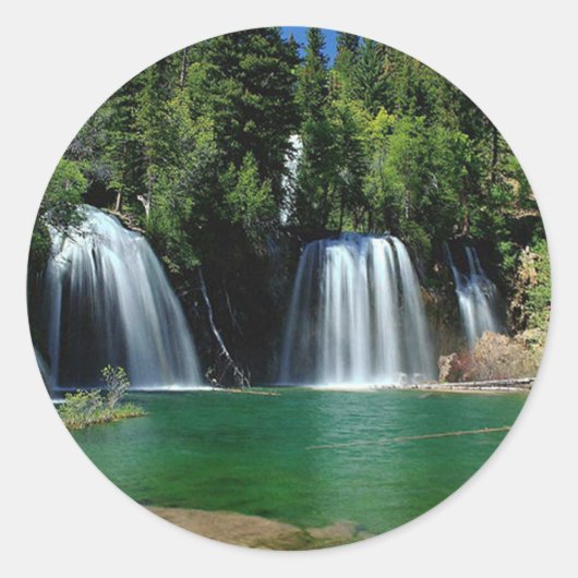 Waterfall Garden Ronde Sticker (Voorkant)