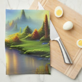 Waterfall Glade Natuur Fantasy Theedoek (Quarter Fold)