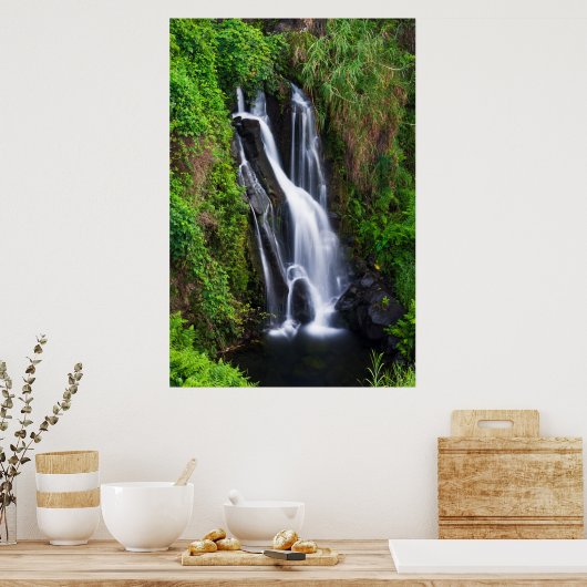 Waterfall, Hamakua coast, Hawaii Poster (Keuken)