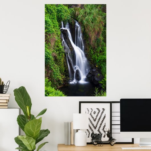 Waterfall, Hamakua coast, Hawaii Poster (Thuiskantoor)