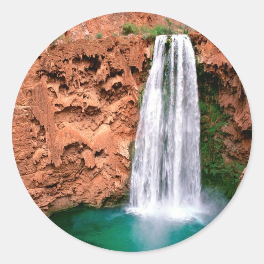 Waterfall Havasupai Mooni Grand Canyon Arizona Ronde Sticker (Voorkant)