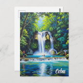 Waterfall in Cebu Philippines Vintage Briefkaart (Voorkant / Achterkant)