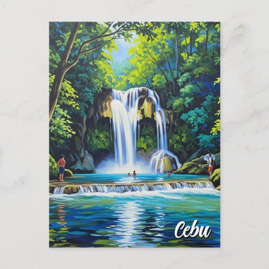 Waterfall in Cebu Philippines Vintage Briefkaart (Voorkant)