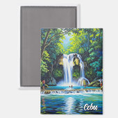 Waterfall in Cebu Philippines Vintage  Magneet (Voorkant / Achterkant)