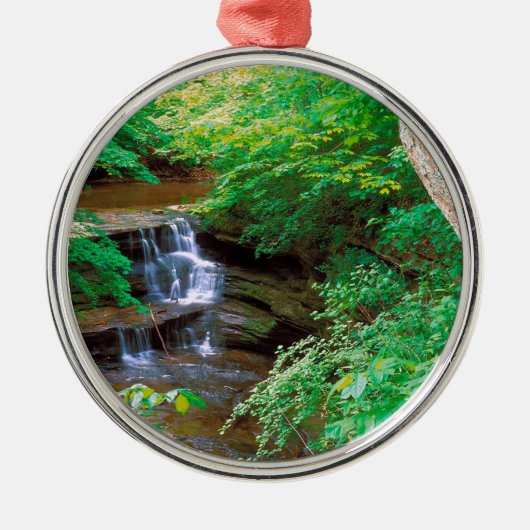 Waterfall in Starved Rock State Park Illinois Metalen Ornament (Voorkant)