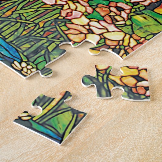 Waterfall Iris Birch Tiffany Glas in lood  Legpuzzel (Zijkant)