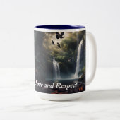 Waterfall koffie mok met dagelijkse mantra (Voorkant rechts)