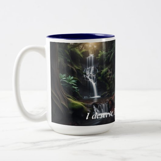 Waterfall koffie mok met dagelijkse mantra (Links)