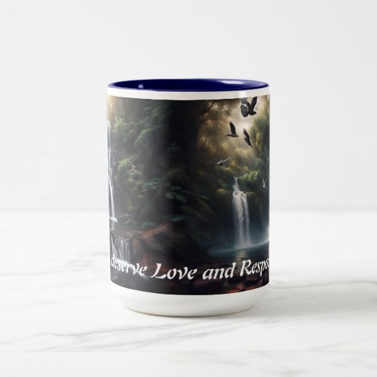 Waterfall koffie mok met dagelijkse mantra (Center)