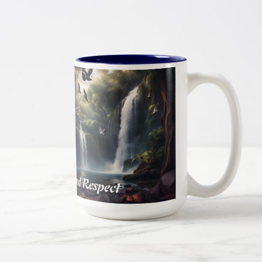 Waterfall koffie mok met dagelijkse mantra (Rechts)
