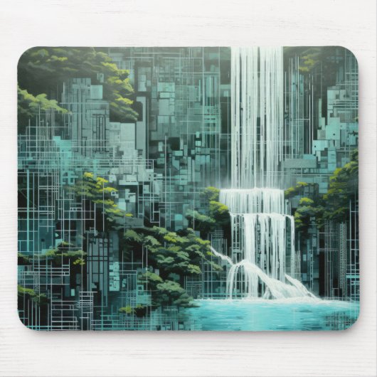 Waterfall Landscape Art Decor Paint Muismat (Voorkant)