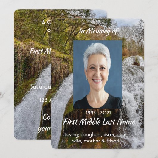 Waterfall Landscape  Celebration  Life Service Kaart (Voorkant / Achterkant)