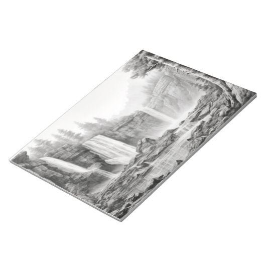 Waterfall Landscape Natuur Adventure Ink Schets Notitieblok (Schuin)
