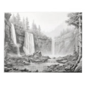 Waterfall Landscape Natuur Adventure Ink Schets Notitieblok (Voorkant)