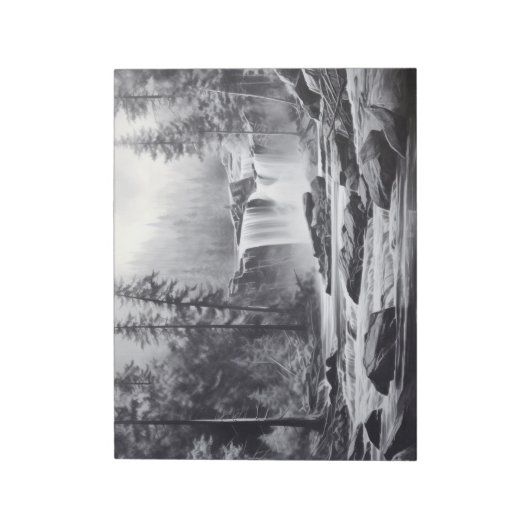 Waterfall Landscape Natuur Adventure Ink Schets Notitieblok (Linkerzijde)