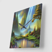 Waterfall Mountain Valley Vierkante Klok (Hoek)