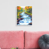 Waterfall Nature Landscape Painting Canvas Afdruk (Insitu (Woonkamer))