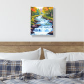 Waterfall Nature Landscape Painting Canvas Afdruk (Insitu (Slaapkamer))