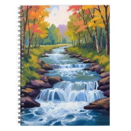 Waterfall Nature Landscape Painting Notitieboek