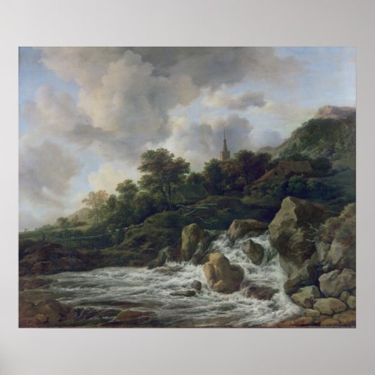 Waterfall Near a Village, c.1665-70 Poster (Voorkant)